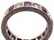 Art Deco 18ct White Gold, Ruby & Diamond Eternity Ring