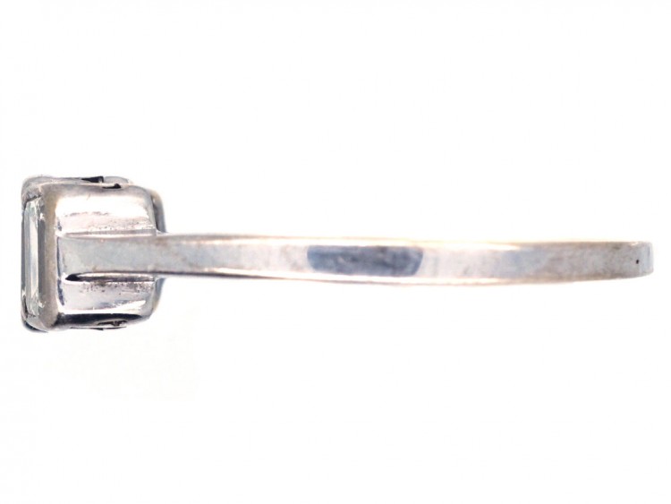 Art Deco 18ct White Gold Emerald Cut Three Stone Diamond Ring