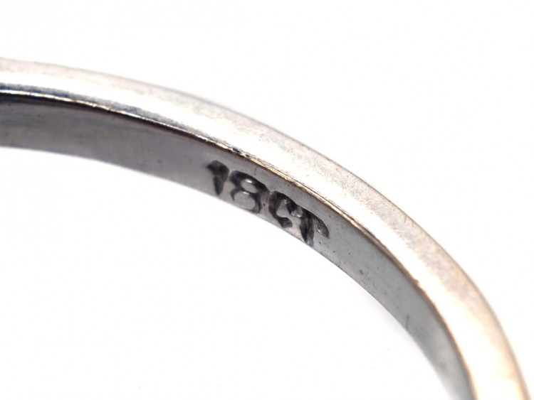 Art Deco 18ct White Gold Emerald Cut Three Stone Diamond Ring