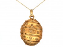 French 18ct Gold Oval Locket on Gold Chain