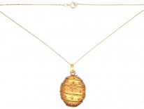 French 18ct Gold Oval Locket on Gold Chain