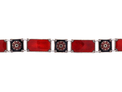 Silver Red & Back Enamel Bracelet by David Andersen