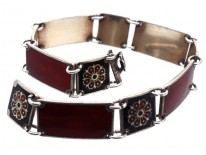 Silver Red & Back Enamel Bracelet by David Andersen