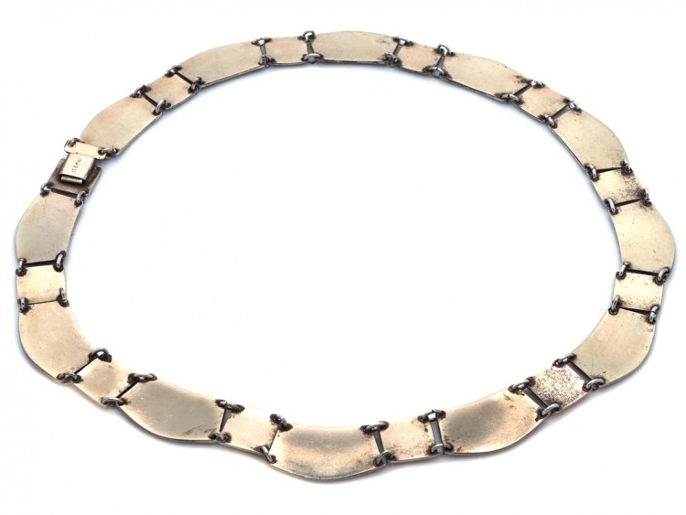 Silver, Red & Black Enamel Collar Attributed to David Anderson