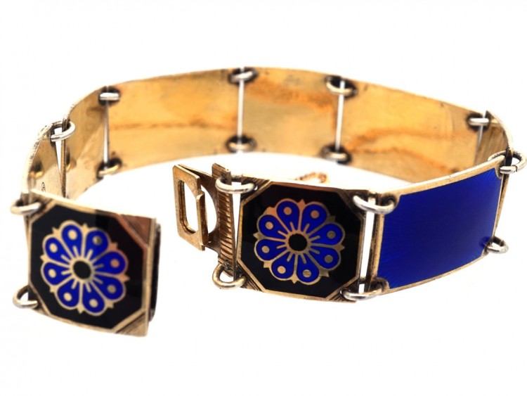 David Andersen Silver ​& Blue Enamel Bracelet