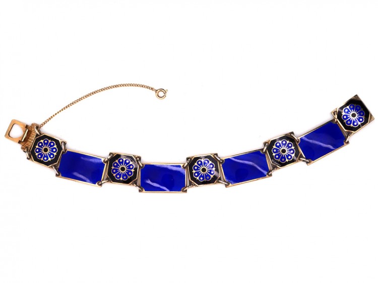 David Andersen Silver ​& Blue Enamel Bracelet