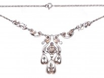 Art Deco Silver & Marcasite Triple Drop Necklace