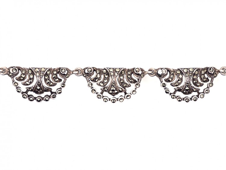 Art Deco Silver & Marcasite Articulated Collar