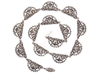 Art Deco Silver & Marcasite Articulated Collar