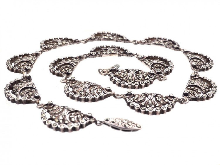 Art Deco Silver & Marcasite Articulated Collar