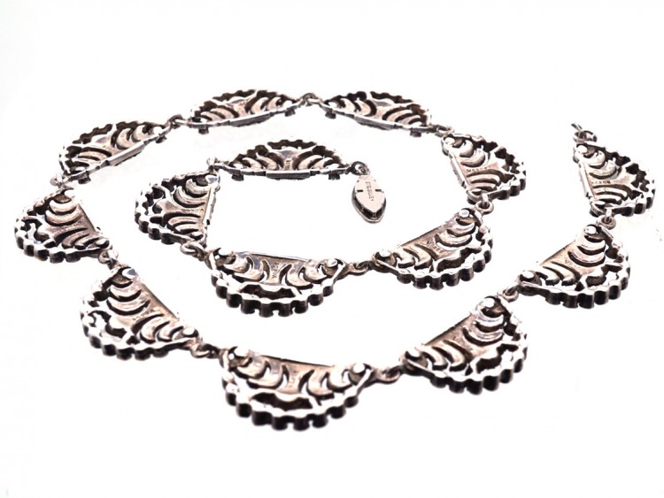 Art Deco Silver & Marcasite Articulated Collar