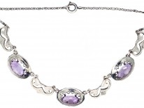Art Deco Silver, Amethyst & Marcasite Necklace