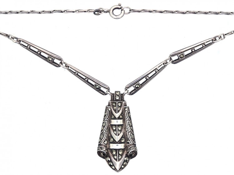 Art Deco Silver & Marcasite Necklace