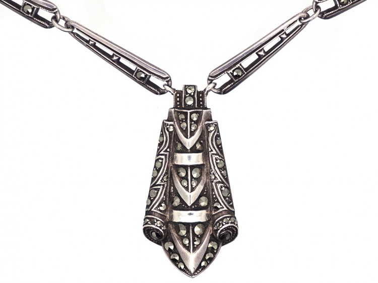 Art Deco Silver & Marcasite Necklace