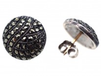 Art Deco Silver & Marcasite Round Earrings