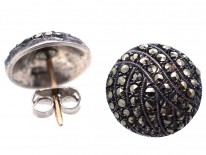 Art Deco Silver & Marcasite Round Earrings