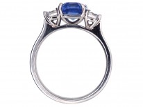 Platinum, Ceylon Sapphire & Diamond Three Stone Ring