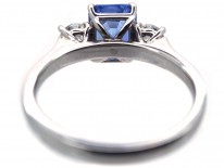 Platinum, Ceylon Sapphire & Diamond Three Stone Ring