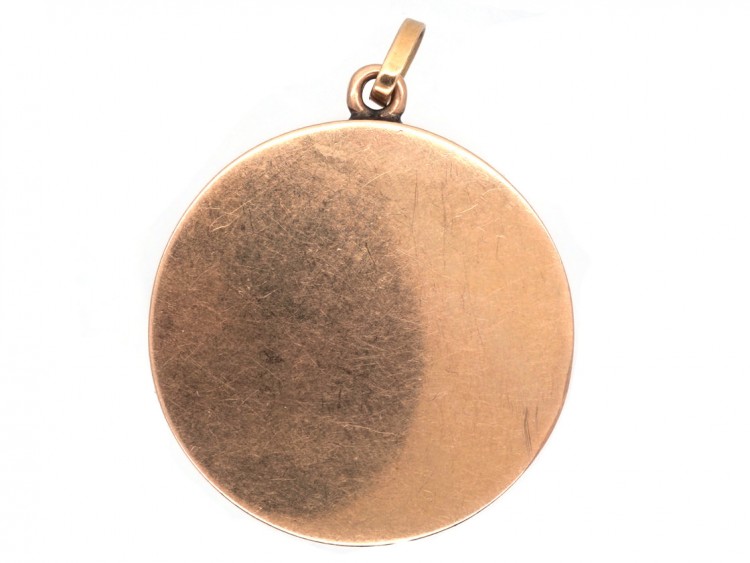 18ct Gold, Diamond & Ruby Round Locket With Air, Rail & Sea Design