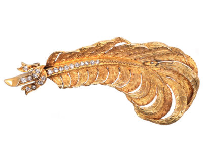 18ct Gold & Diamond Feather Brooch by Black Starr & Frost