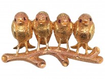 Victorian 18ct Two Colour Gold Four Robins Brooch