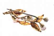 Georgian Botanical Two Colour Gold & Coral Flower Brooch