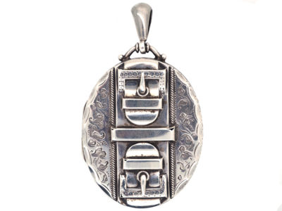 Victorian Silver Double Buckle Oval Locket