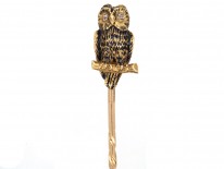 Victorian 18ct Gold Owl Stick Pin with Diamond Eyes