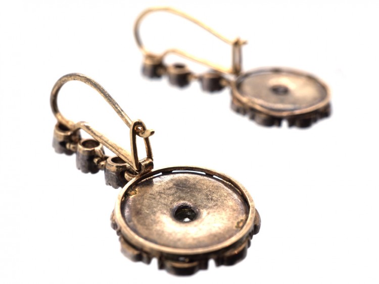 Art Deco Diamond ​& Enamel Drop Cluster Earrings