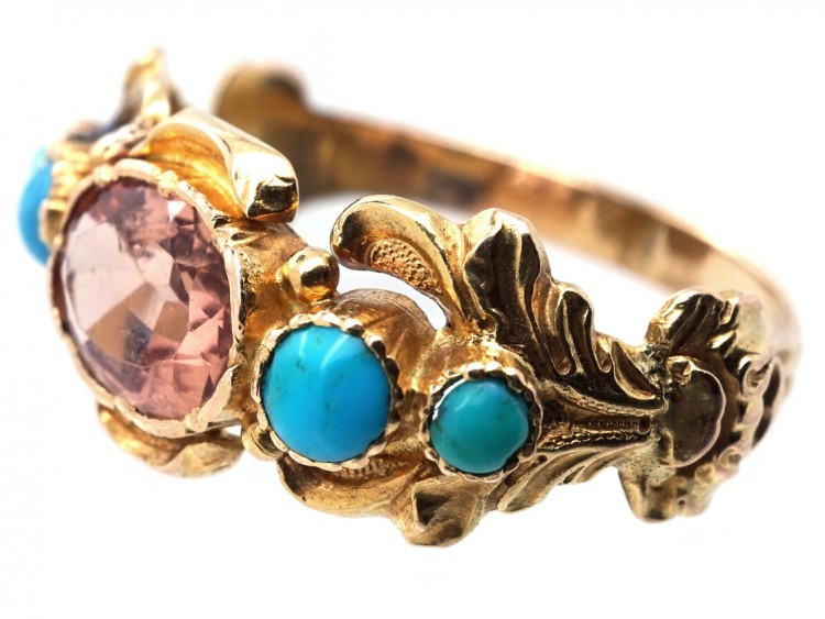Georgian 18ct Gold Turquoise & Topaz Ring