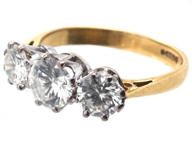 Art Deco 18ct Gold, Three Stone Diamond Ring