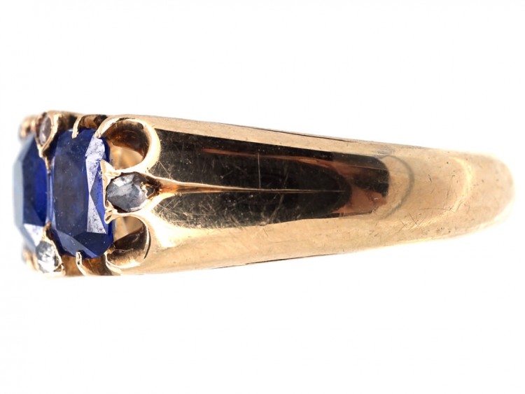 Victorian 18ct Gold, Three Stone Burma Sapphire Ring