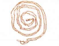 Edwardian 9ct Gold Ornate Long Guard Chain
