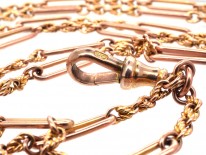 Edwardian 9ct Gold Ornate Long Guard Chain