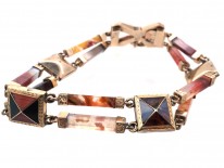 Victorian 15ct Gold Scottish Agate Bow Bracelet