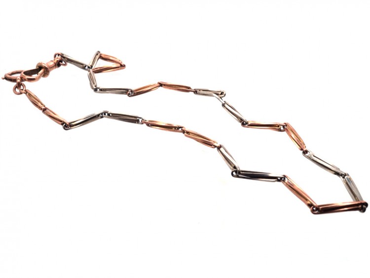 Edwardian 9ct White & Yellow Gold Albert Chain