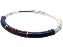 Silver, Maroon & Blue Enamel Bangle