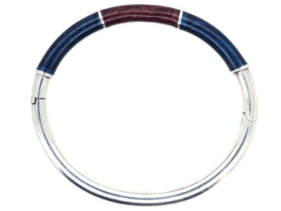 Silver, Maroon & Blue Enamel Bangle