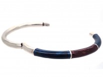 Silver, Maroon & Blue Enamel Bangle