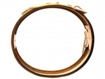 Edwardian 9ct Gold Double Buckle Bangle With Ruby & Natural Split Pearl Detail