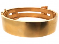 Edwardian 9ct Gold Double Buckle Bangle With Ruby & Natural Split Pearl Detail