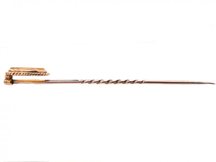 Agate & Gold Tie Pin With Symbols