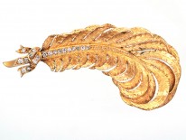 18ct Gold & Diamond Feather Brooch by Black Starr & Frost