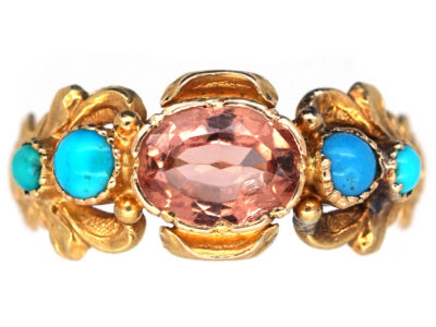 Georgian 18ct Gold Turquoise & Topaz Ring