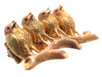 Victorian 18ct Two Colour Gold Four Robins Brooch