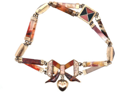 Victorian 15ct Gold Scottish Agate Bow Bracelet