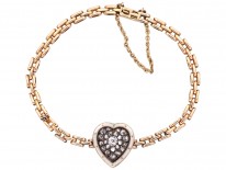 Edwardian 15ct Gold, Enamel & Diamond Heart Bracelet