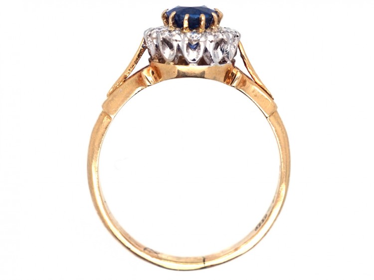 18ct Gold, Sapphire & Diamond Oval Cluster Ring