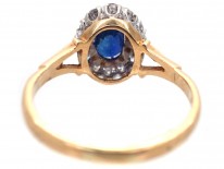 18ct Gold, Sapphire & Diamond Oval Cluster Ring