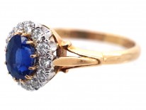 18ct Gold, Sapphire & Diamond Oval Cluster Ring